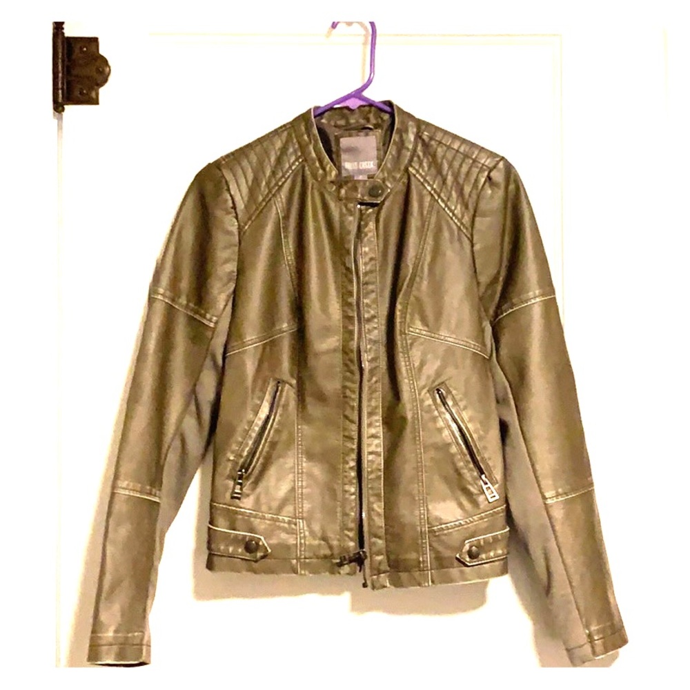 Faux leather motorcycle jacket